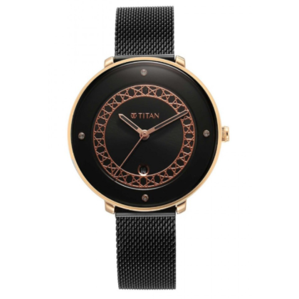 Titan Marhaba 2651KM06 Black Dial Stainless Steel Strap Quartz Women's Watch 